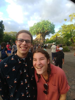 Spencer & friend in front of the Tree of Life at Disney's Animal Kingdom